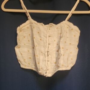 Aeropostale Cream Crop Top with Yellow Flowers